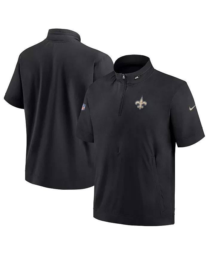 Мужская черная худи с молнией на четверть и короткими рукавами New Orleans Saints Sideline Coach Nike — фото 4