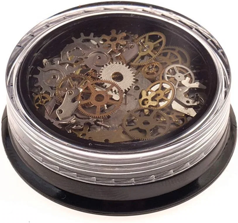 Набор декоративных элементов для ногтей QUUPY Steampunk Gears, 2 коробки Quupy, Gold, Retro Colour — фото 3