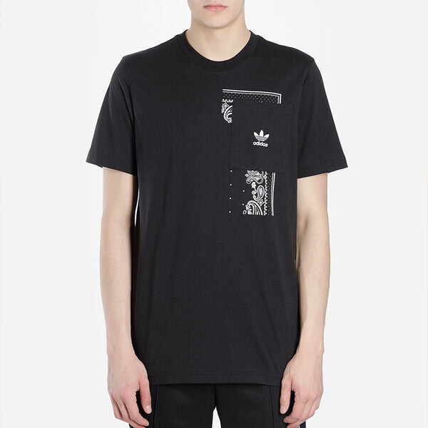 Футболка originals casual printing pocket round neck short sleeve black Adidas, черный — фото 3