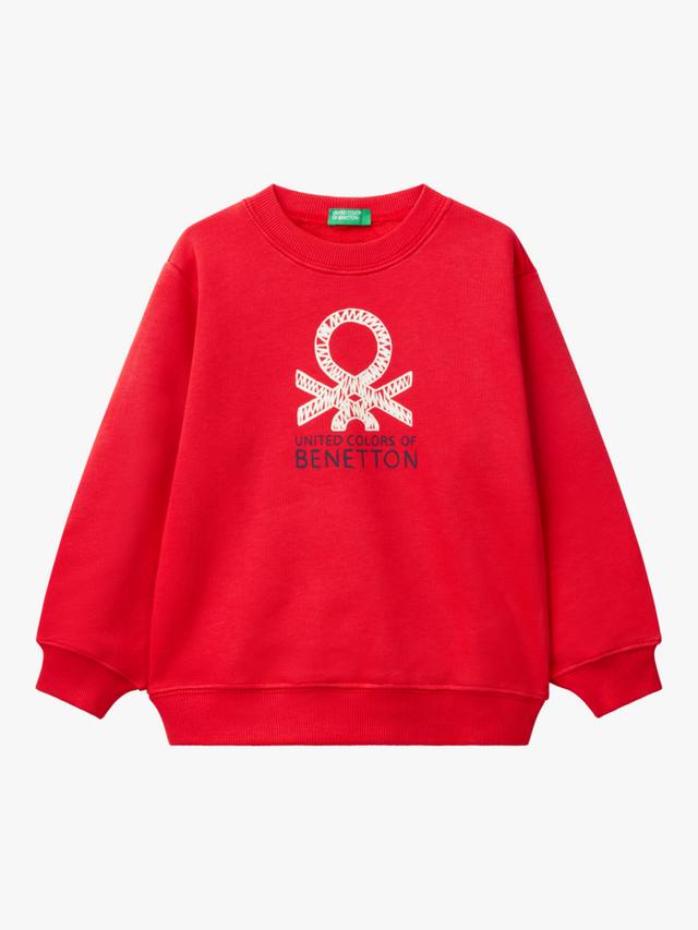 

Детская толстовка с круглым вырезом и логотипом Benetton, красный