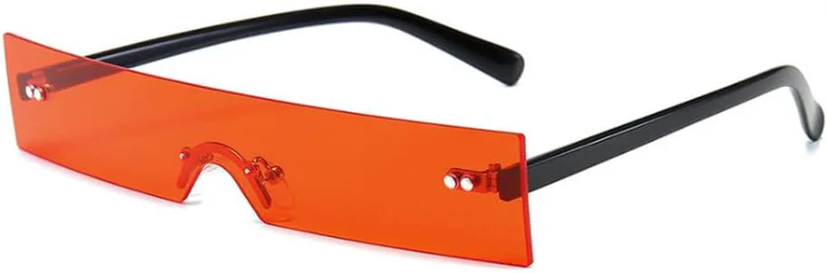 

Популярные маленькие прямоугольные солнцезащитные очки для женщин, модные прозрачные красные без оправы, мужские очки с защитой от УФ-излучения UV400 TKKTLLT, Red