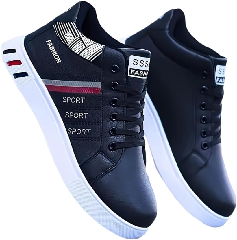 

Мужские высокие кеды для скейтбординга однотонного цвета, прочные нескользящие шнурованные туфли для активного отдыха на свежем воздухе Hhhchpm, белый/черный