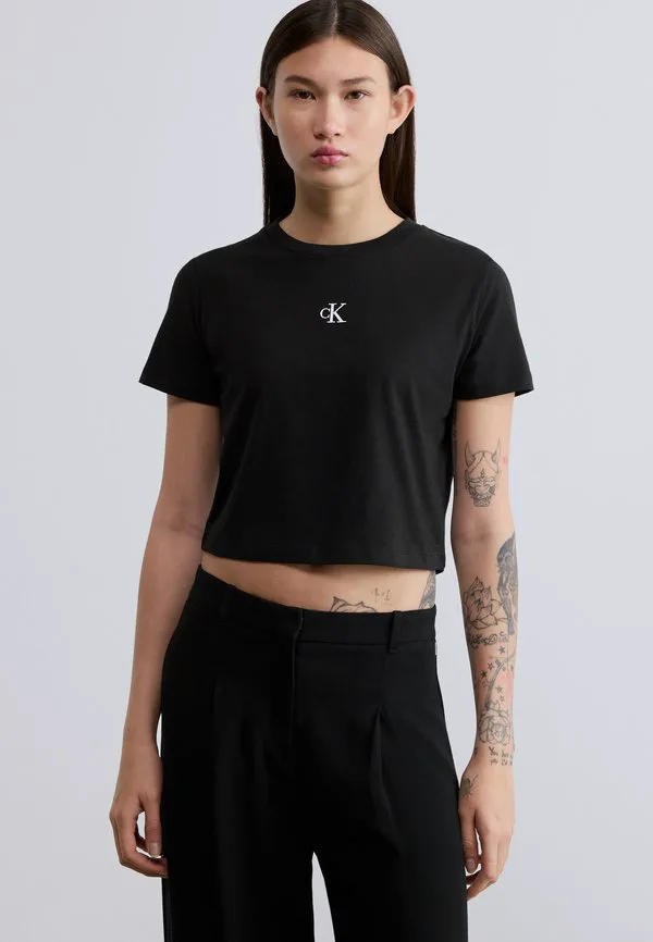

Укороченная футболка с логотипом, базовая футболка Calvin Klein Jeans, Black, Черный, Укороченная футболка с логотипом, базовая футболка Calvin Klein Jeans, Black