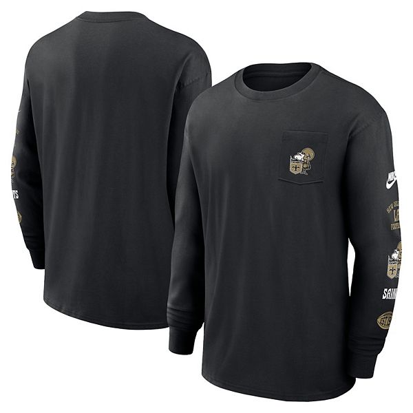 

Мужская черная футболка с длинным рукавом new orleans saints rewind heavy max 90 pocket Nike