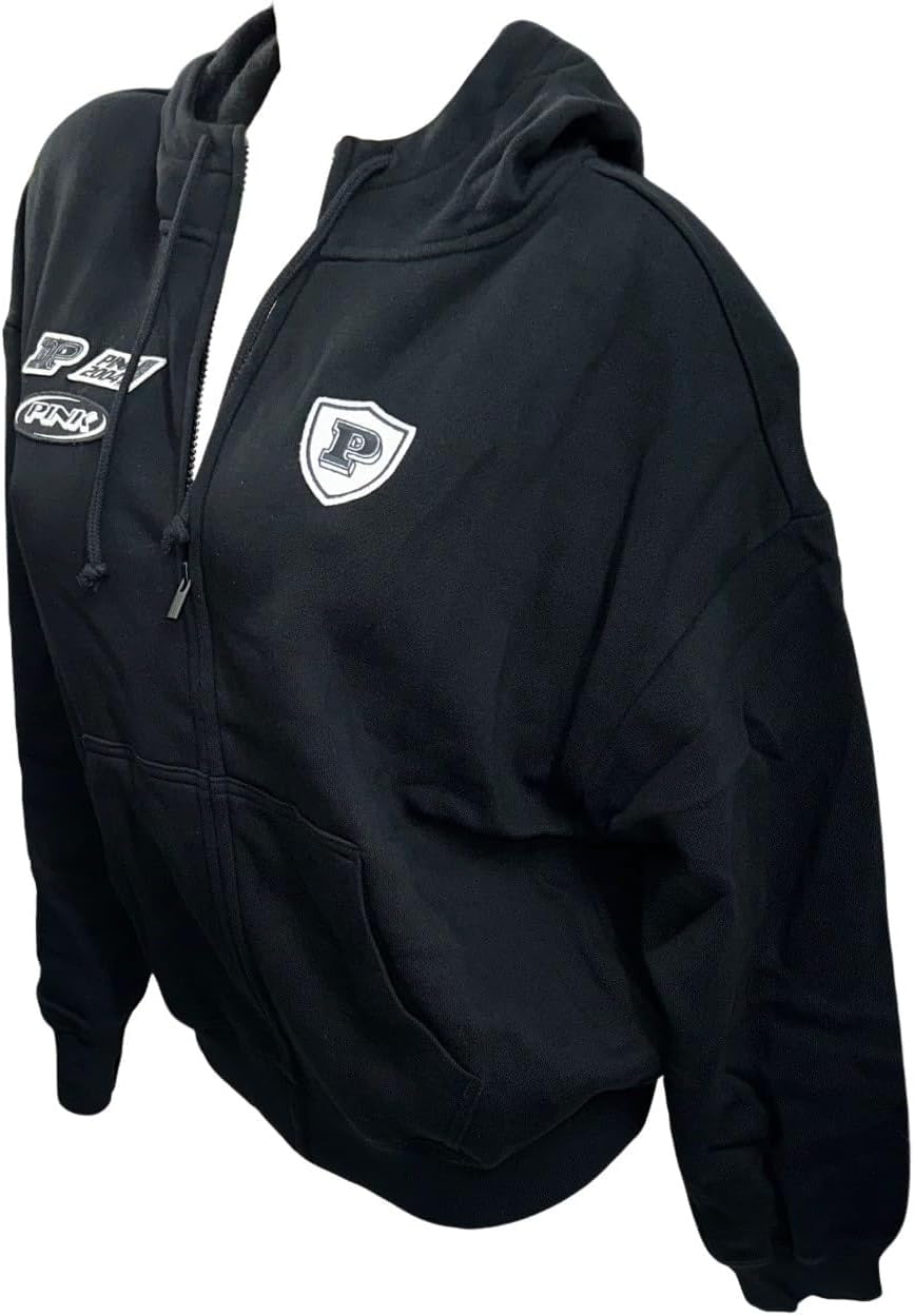 

Victoria's Secret Pink расслабленный полный замок флисовая толстовка цвет Pure Black новый, Pure Black Racing