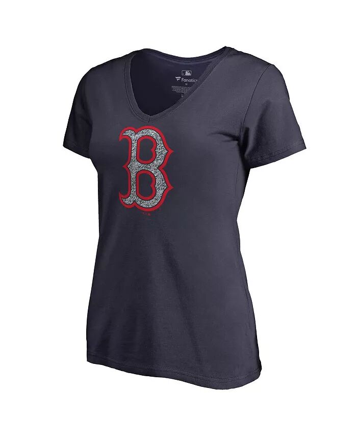 

Женская футболка Navy Boston Red Sox Static Logo V-образным вырезом Fanatics