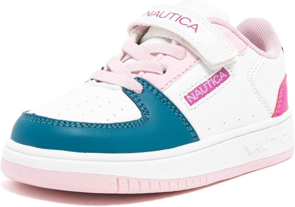 

Кроссовки Nautica для девочек с регулируемым ремешком и эластичными банджи-ремешками, Удобная повседневная обувь (малыши/дети младшего возраста), белый