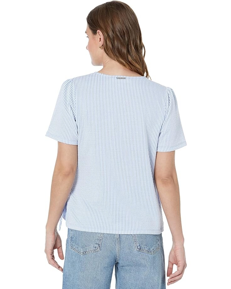 

Топ Michael Kors Short Sleeve Tie Wrap Top, цвет Crew Blue