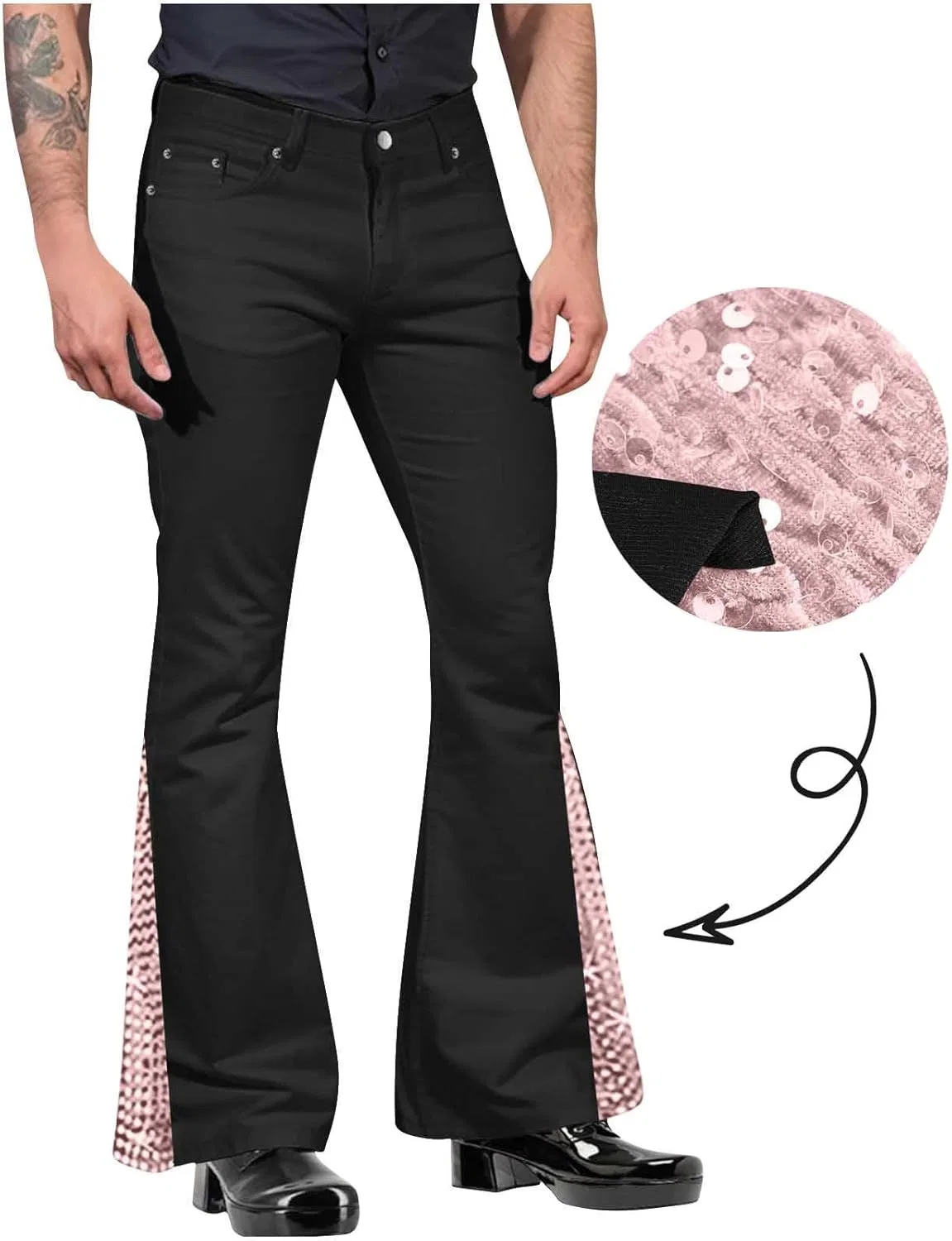 Джинсы расклешенные ретро, Men's, Pink generic — фото 2