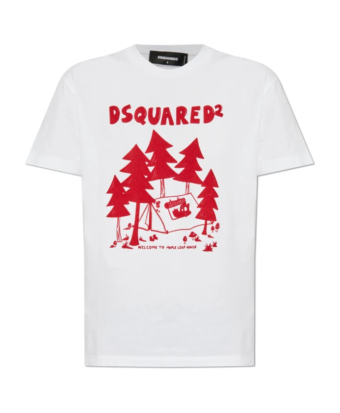 

Футболка с логотипом и бархатной отделкой Dsquared2, белый