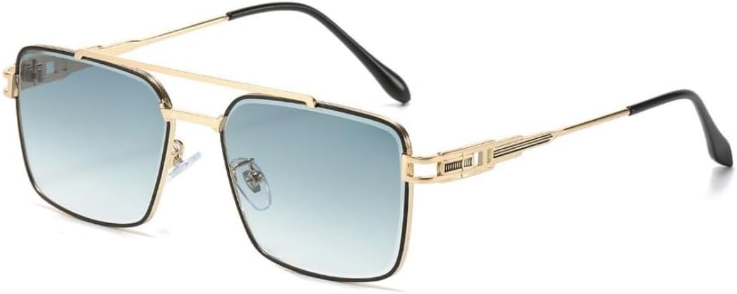 

Ретро-солнцезащитные очки с двойной перемычкой и закругленными краями для мужчин и женщин, защита от УФ-излучения, роскошные металлические градиентные линзы TVTBBVV, Gradient Green