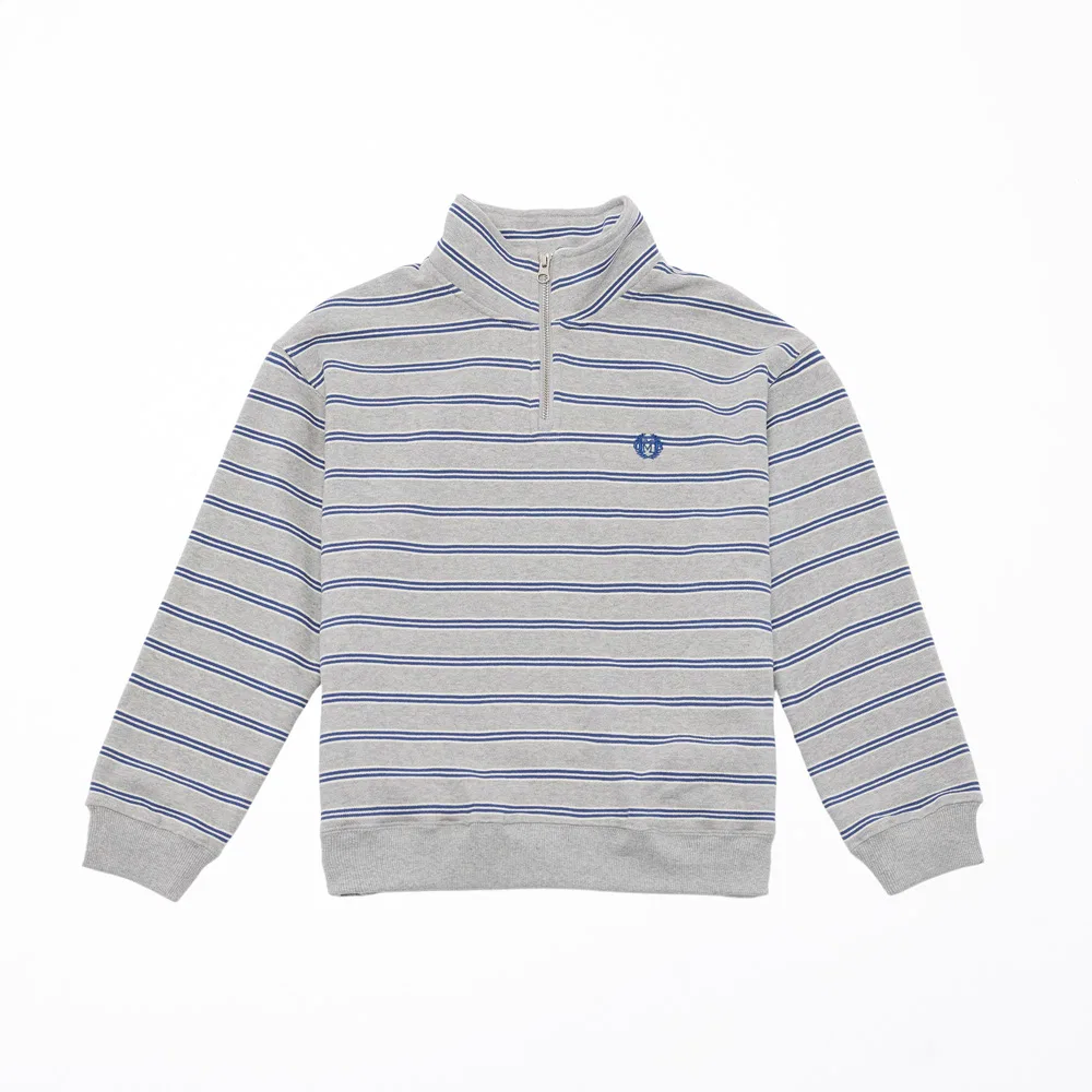 Детская толстовка Easy Quarter Zip-Up серая в полоску от Oopsmyboy