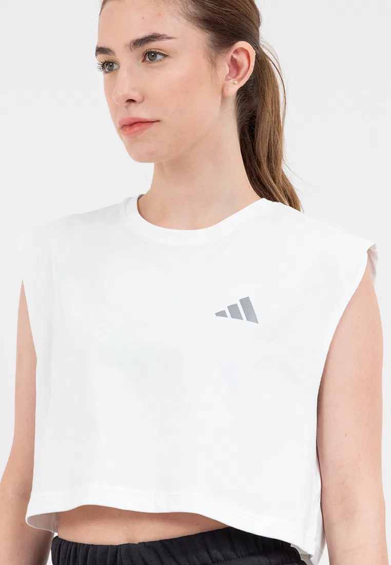 Футболка для бега, укороченная, Adidas, черная — фото 4