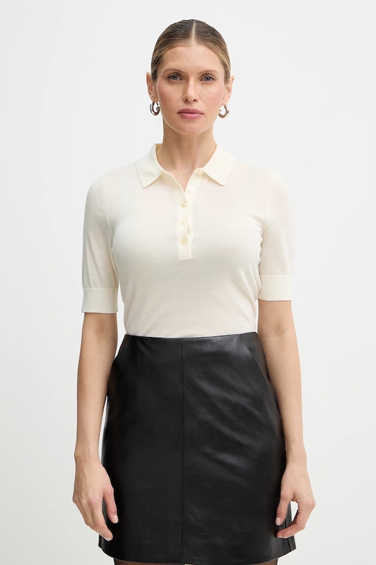 

Шерстяная рубашка-поло fidenka BOSS, бежевый