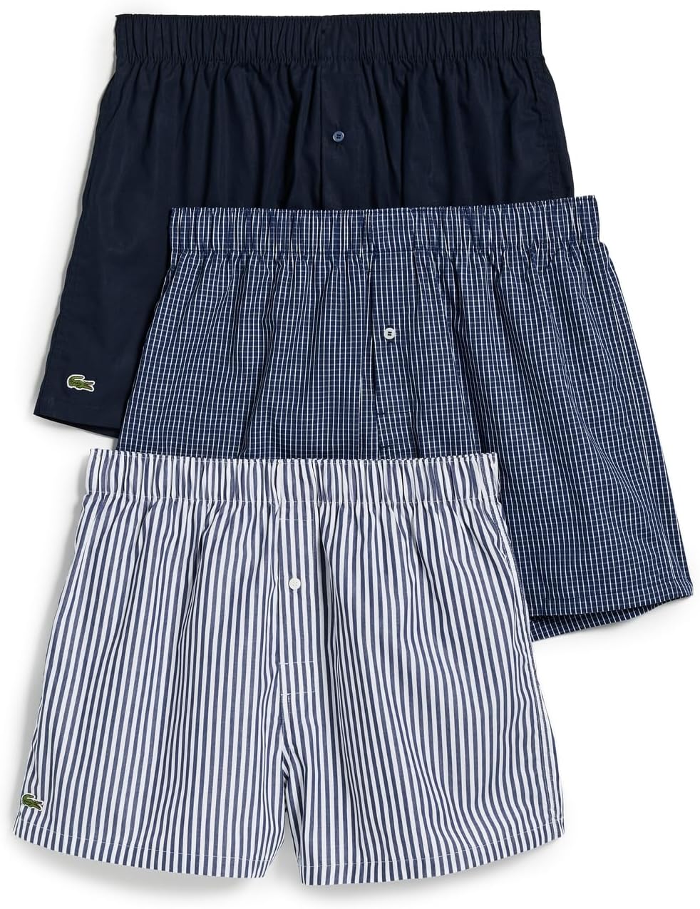 

Lacoste мужские хлопковые поплиновые боксеры 3 шт, Navy Blue/White