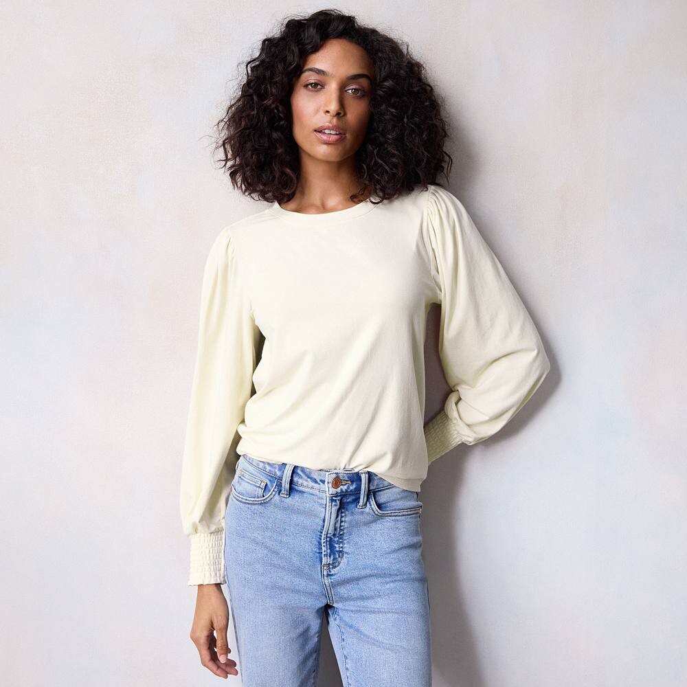 

Женский топ с присборенными манжетами LC Lauren Conrad, цвет Ivory Tusk