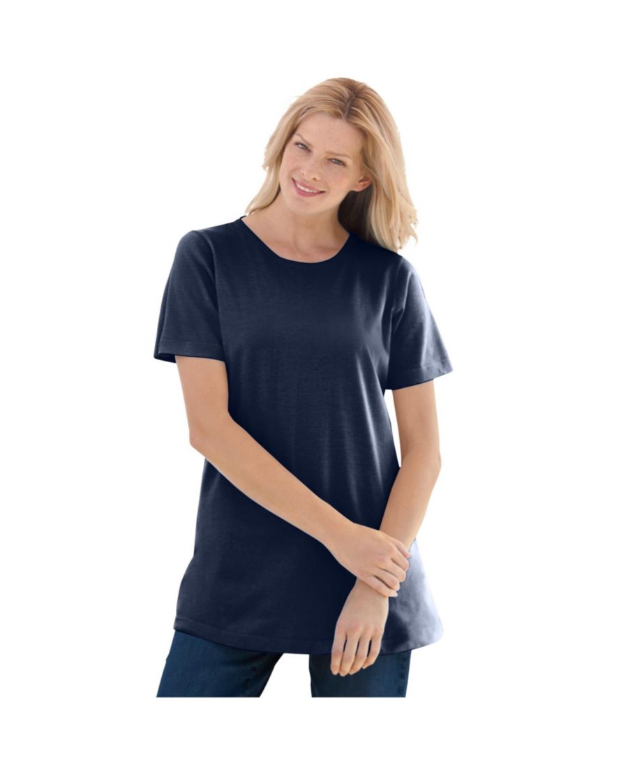 

Футболка с коротким рукавом и круглым вырезом идеального размера для полных женщин Woman Within, Navy, Синий, Футболка с коротким рукавом и круглым вырезом идеального размера для полных женщин Woman Within, Navy