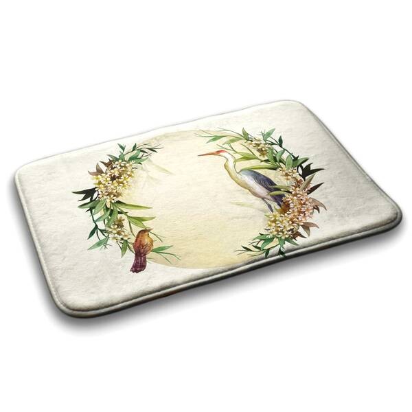 

Коврик для ванной Tulup Komposition Blumen Vögel, 75x1x75 см, зеленый