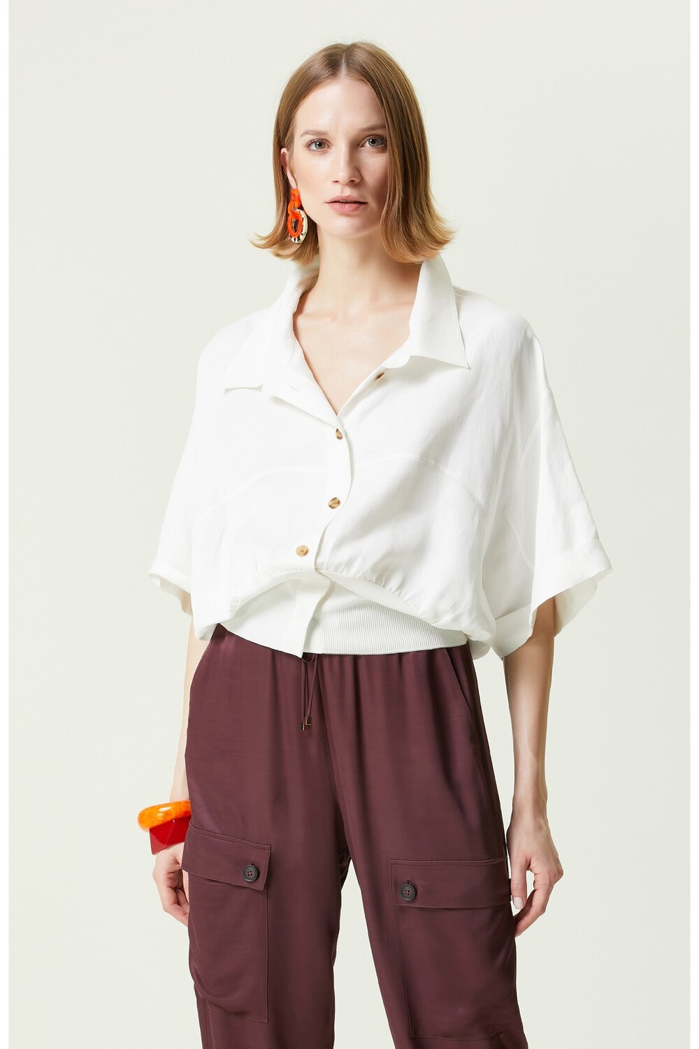 

Рубашка с коротким рукавом цвета экрю Network, экрю