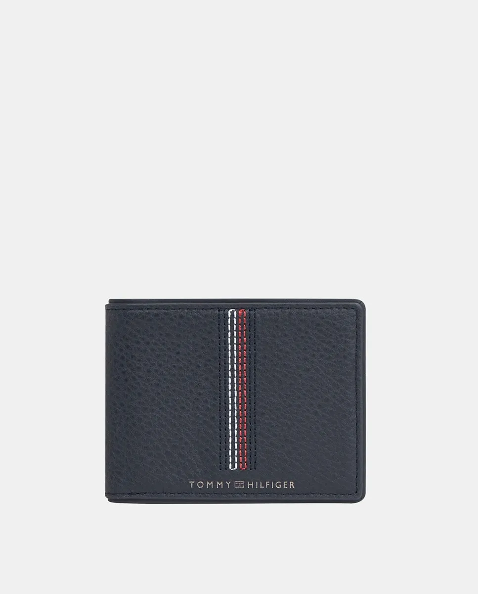 

Маленький кожаный кошелек с полосатой деталью Tommy Hilfiger, темно-синий