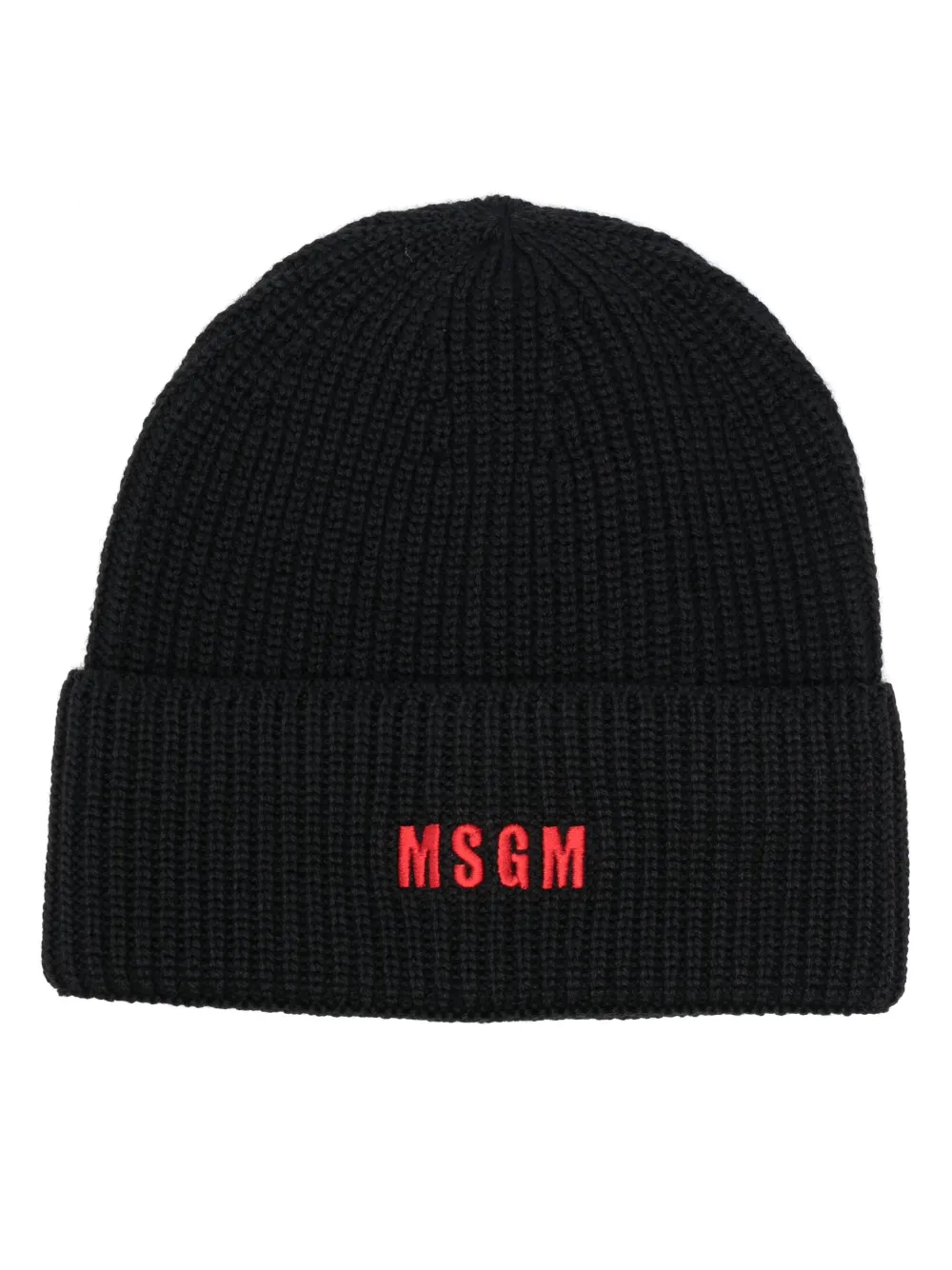 

Шапка бини в рубчик с вышитым логотипом MSGM, черный