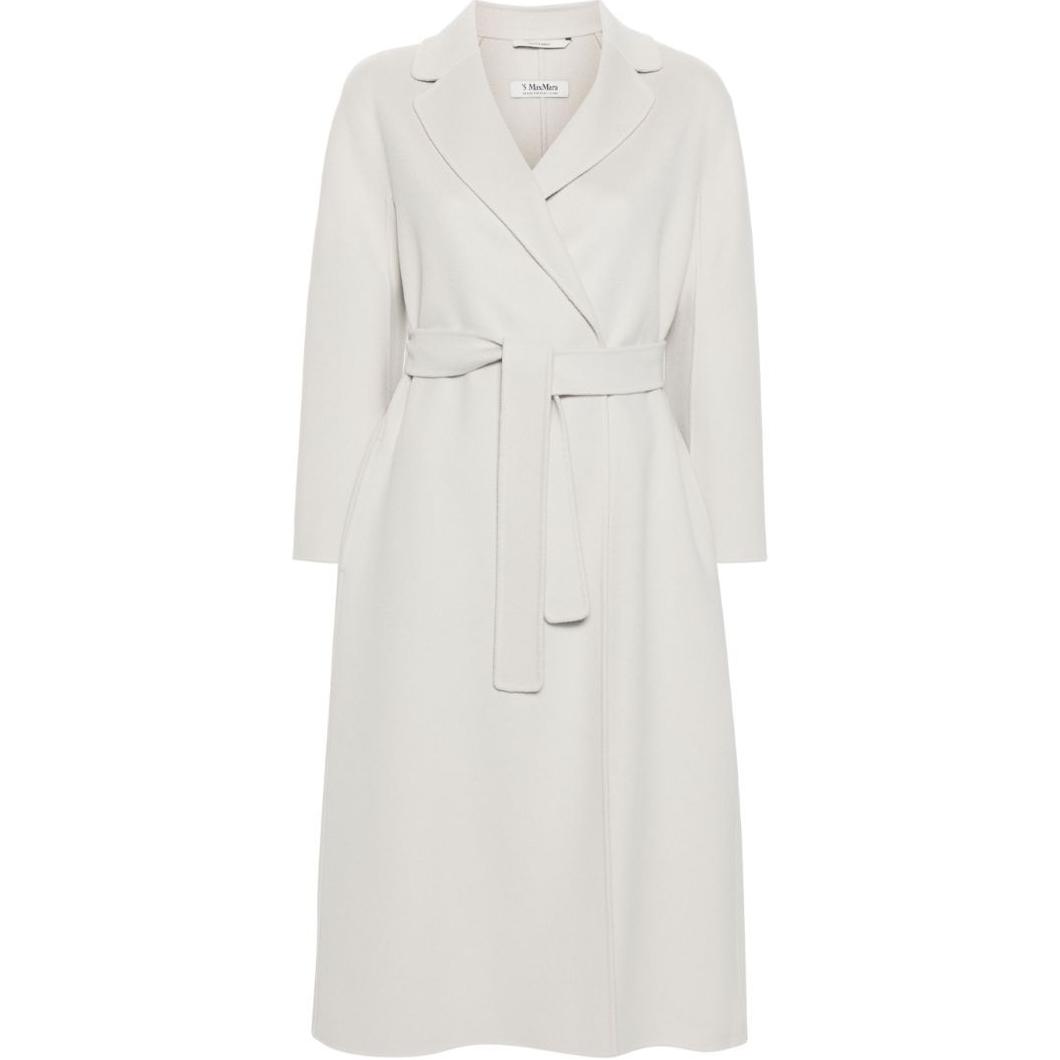 

'S MAX MARA Эстурия Шерстяной поясной плащ, Gray White