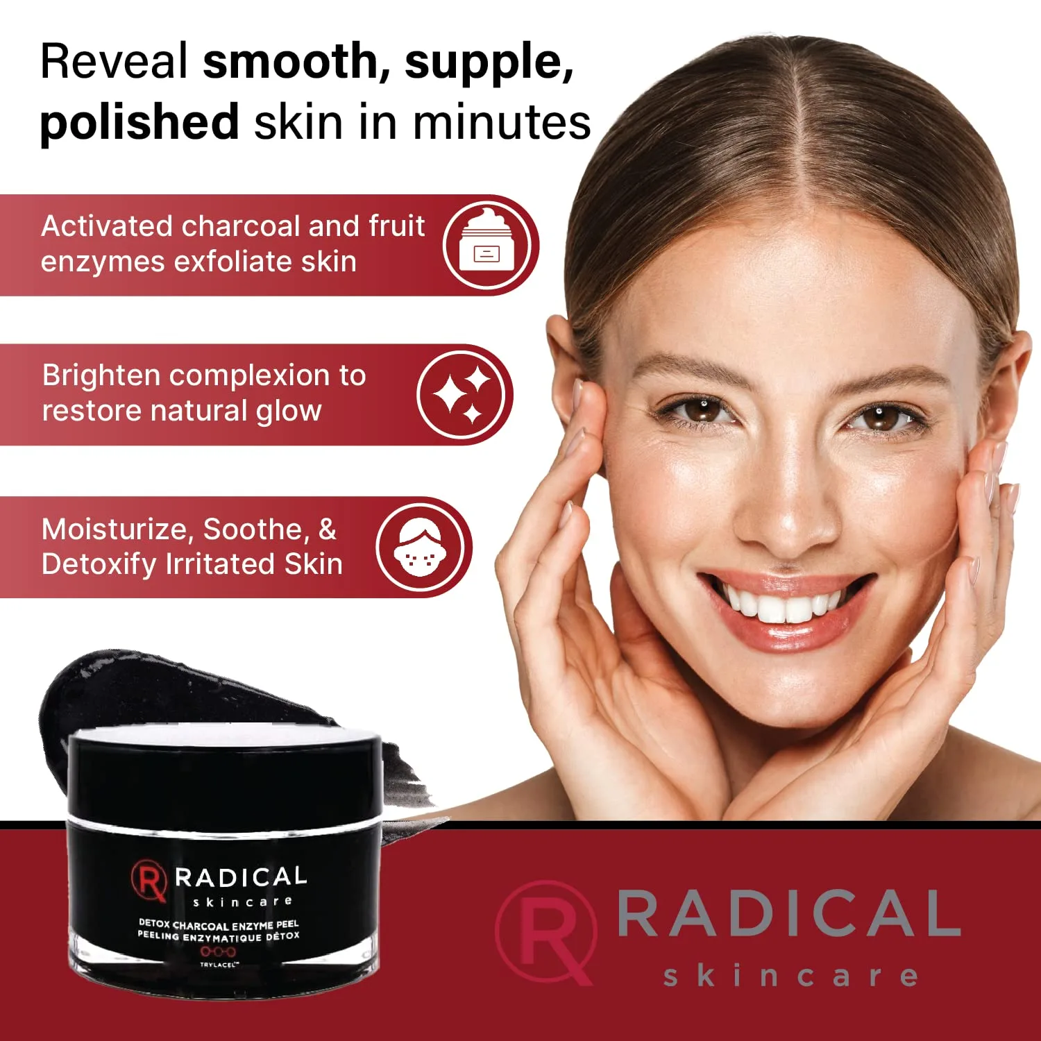 Пилинг Radical Skincare — Detox Charcoal Enzyme Peel - мощная формула с 11 фруктовыми энзимами для максимального, 50 мл — фото 4