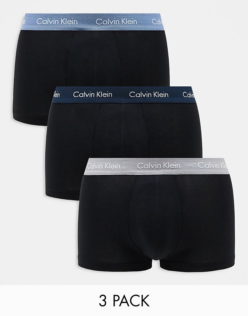 

Комплект из 3 трусов Calvin Klein Cotton Stretch из черного эластичного хлопка с цветным поясом