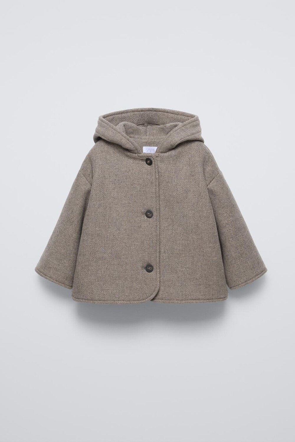 

Пальто из шерсти мантеко ZARA, коричневый/серо-коричневый