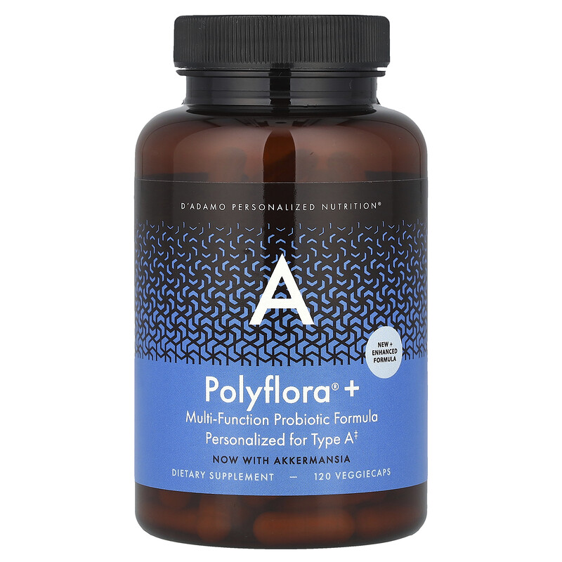 

D'adamo, Polyflora + A, многофункциональная формула с пробиотиками, 120 вегетарианских капсул