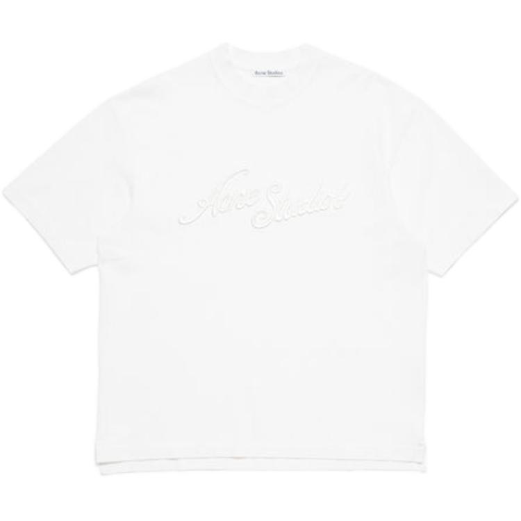 Футболка Relaxed Fit с вышитым логотипом Acne Studios, белый