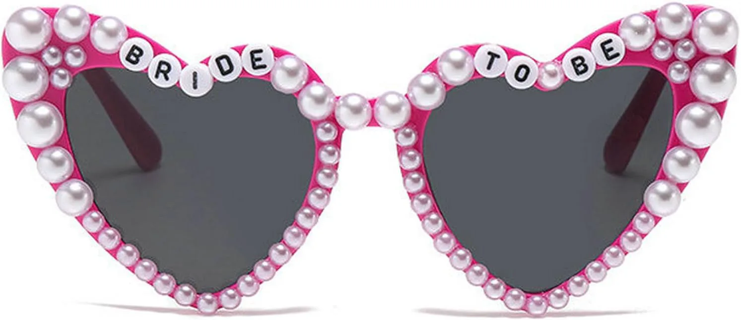 

Солнцезащитные очки COTIA Love Pearl для женщин, блестящие очки в форме сердца, для девичника, для невесты, милые жемчужные солнцезащитные очки W35, Rose Red