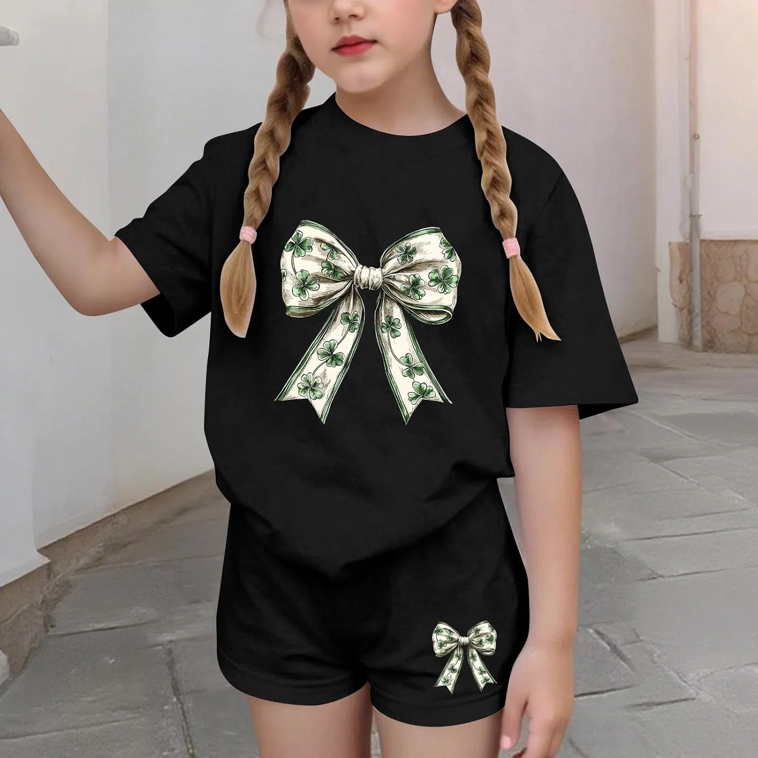 Детский спортивный костюм с принтом Shamrock Zzalalana, 2 предмета, Black — фото 2