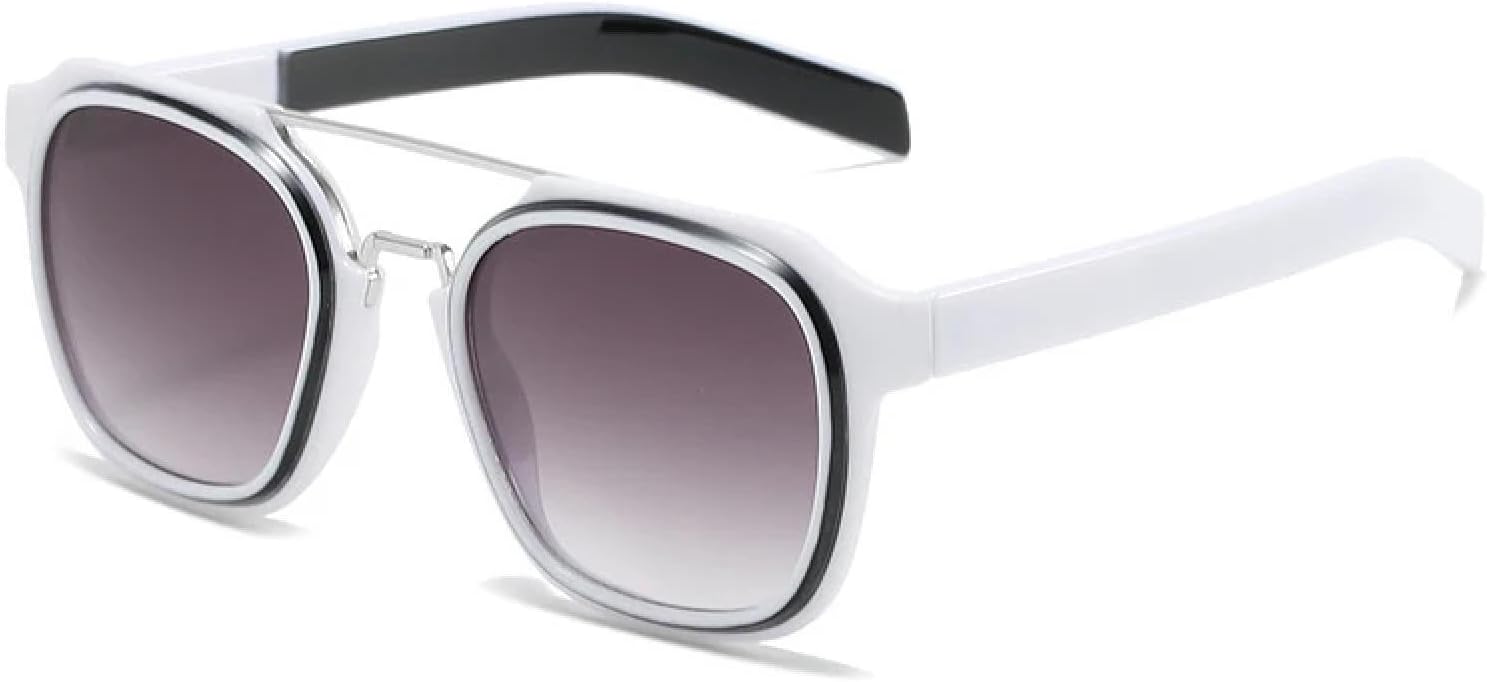 

Модные винтажные солнцезащитные очки с двойной перемычкой для женщин и мужчин, роскошные, для активного отдыха и вождения, с защитой от УФ-излучения UV400 TKKTLLT, Black Gradient Gray