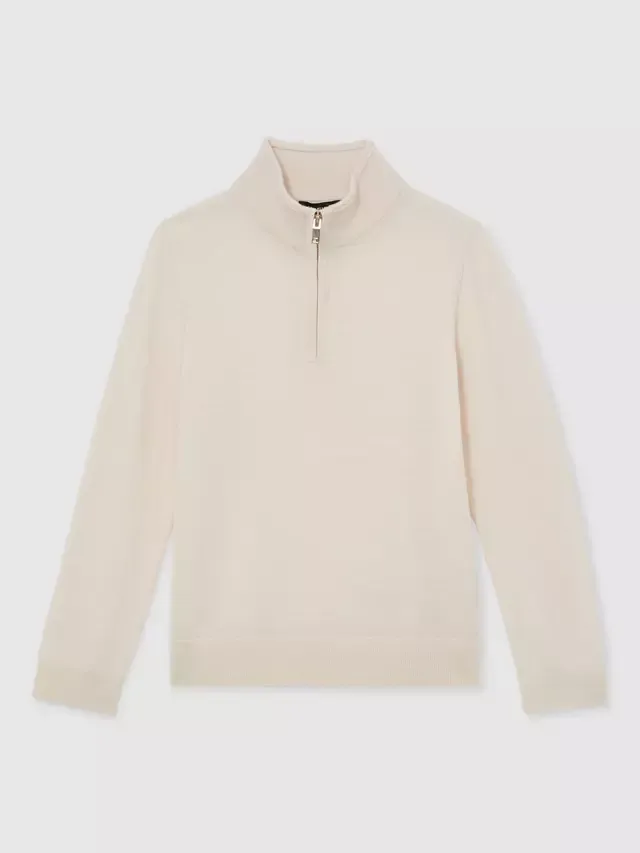Детский джемпер Blackhall с застежкой-молнией до середины груди Reiss, White — фото 3