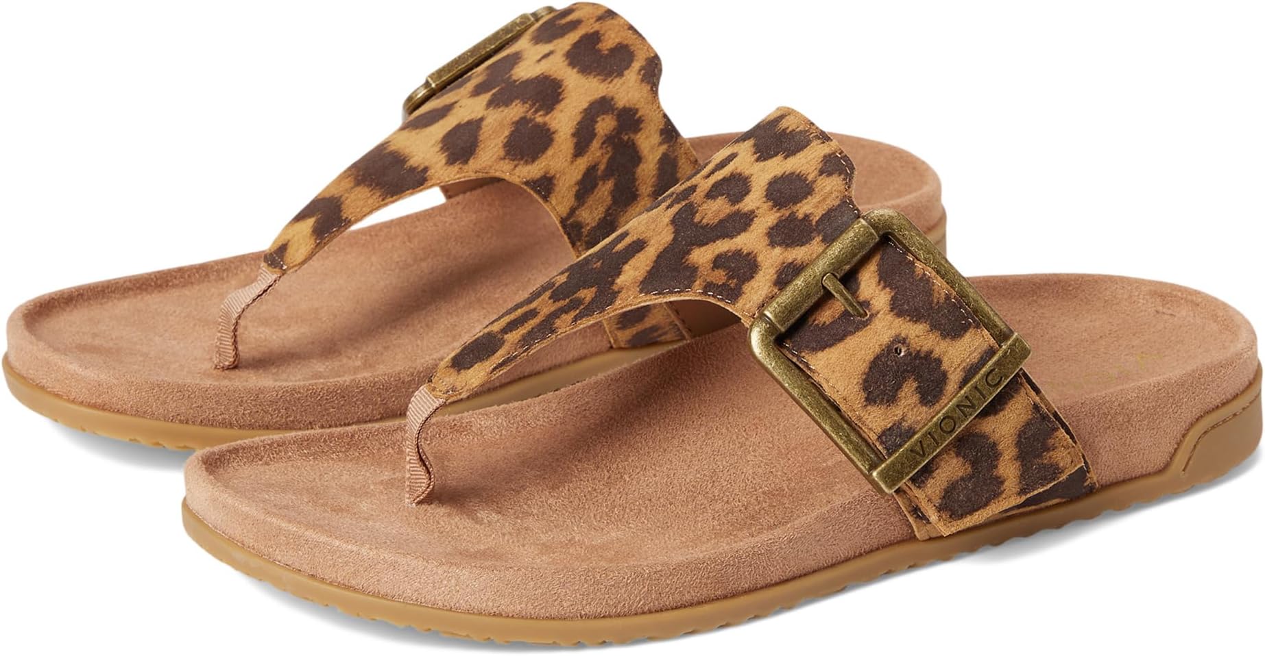 Сандалии VIONIC Emma Thong Sandals, Leopard Suede