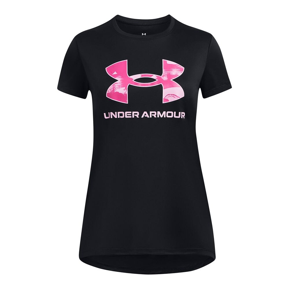 

Футболка с большим логотипом Under Armour Tech для девочек 7–20 лет, цвет Black Pink