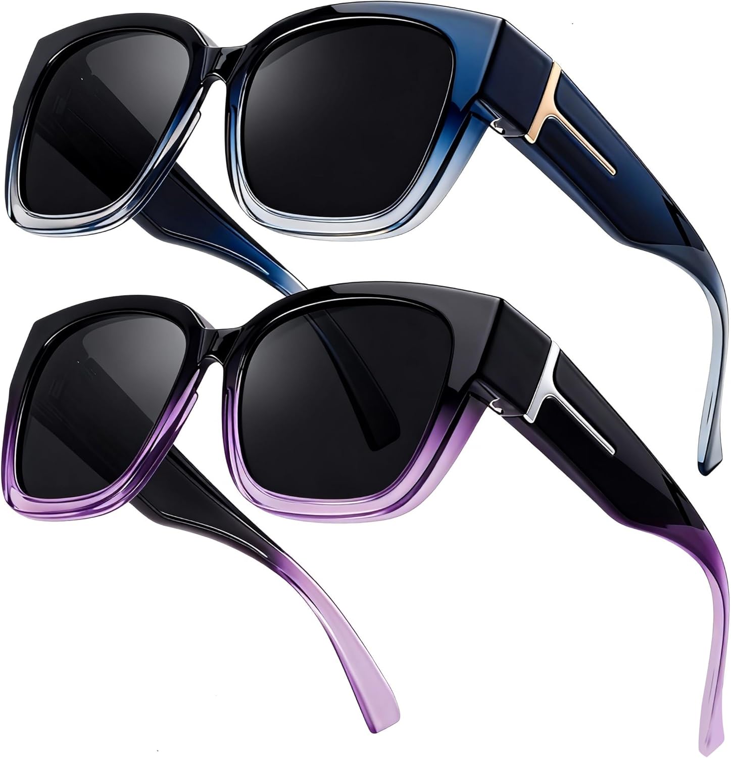 

LVIOE 2 шт. поляризованные солнцезащитные очки для женщин и мужчин, большие квадратные солнцезащитные очки с защитой от УФ-излучения LS7511, A20(2 Pack)gra Blue/Grey+gra Purple/Grey