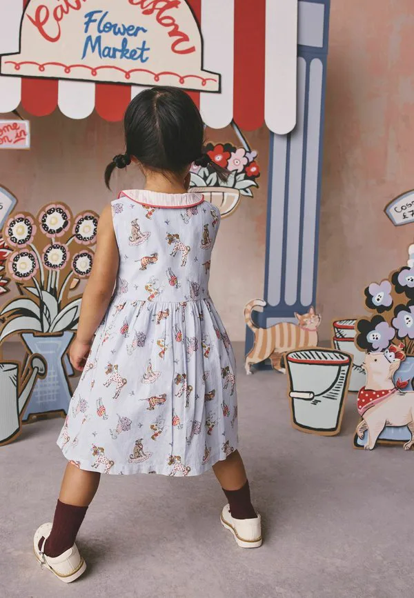 Платье-Сарафан cath kidston стандартного кроя с воротником Next, Blue Fancy Dogs — фото 3