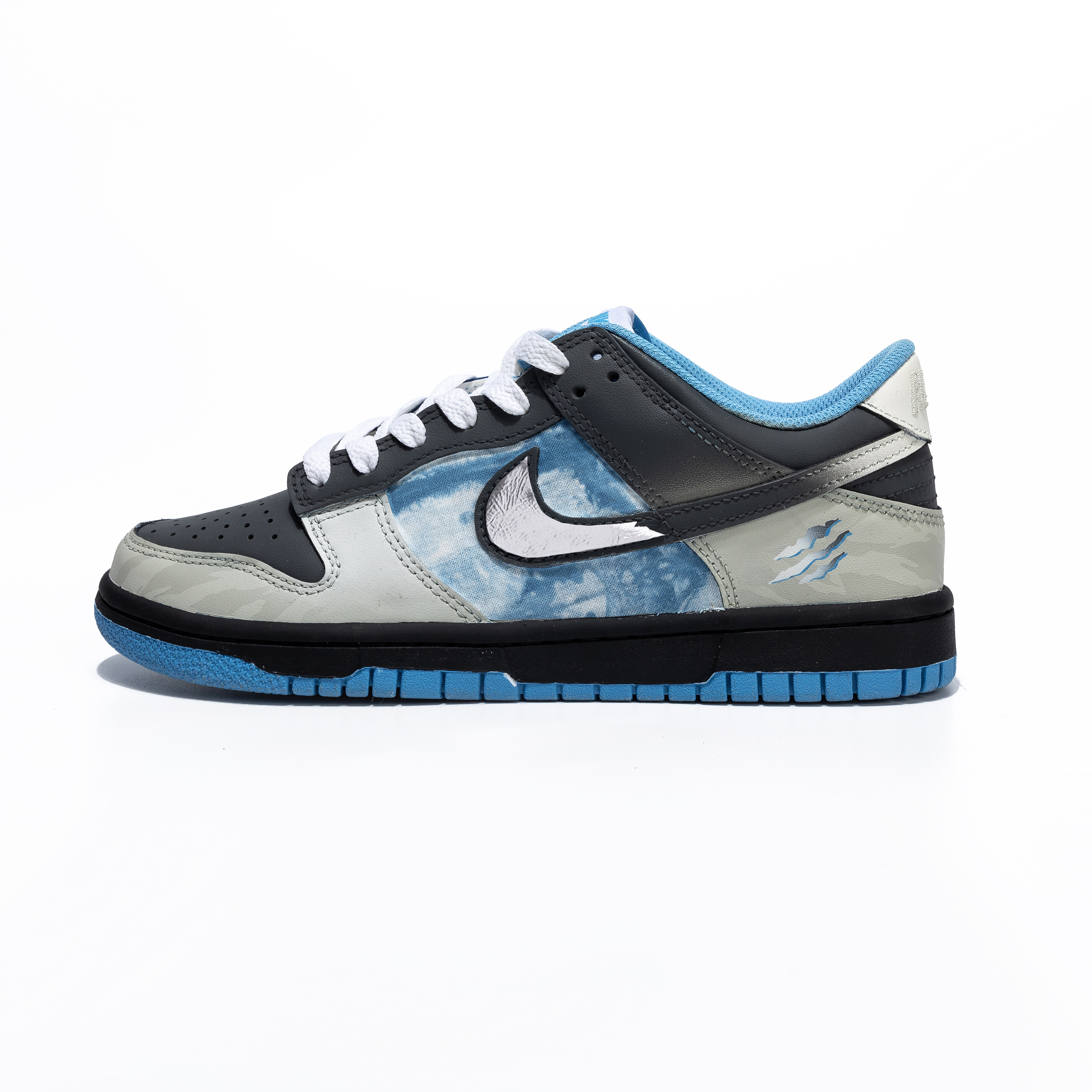 

Кроссовки Nike Dunk Skateboarding Shoes Men Low-top Black/gray/blue, черный/синий