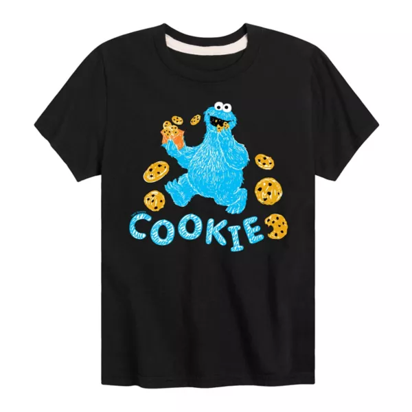 

Футболка для мальчиков 8-20 лет с принтом Cookie Monster из «Улицы Сезам» Licensed Character, черный