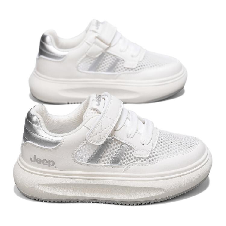 Детские кроссовки для скейтбординга Kids Low-top White/Silver Jeep, белый/серебряный — фото 4