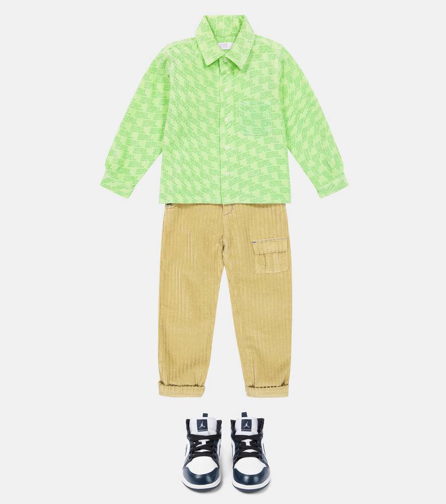Рубашка из хлопковой смеси с логотипом ERL Kids, Green 1 — фото 2