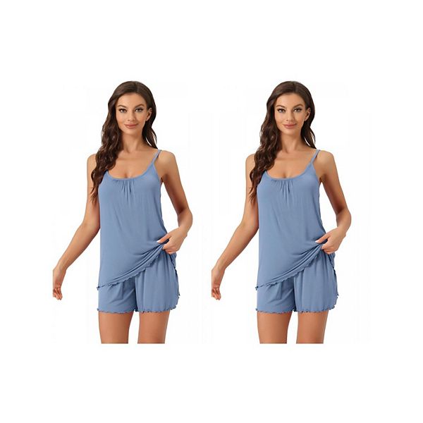 

2 комплекта женской домашней одежды: топ-камизоль с рюшами и шорты Inspire Chic, Blue