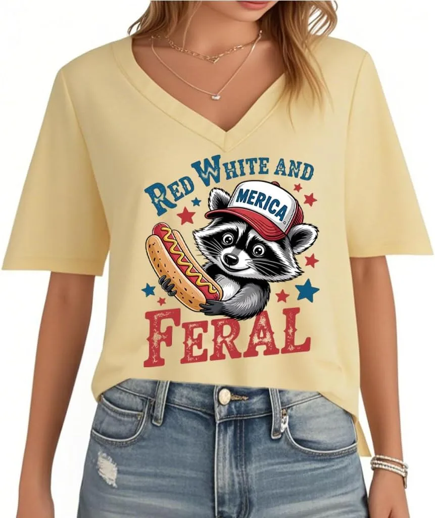 Футболка V-neck Red White and Feral