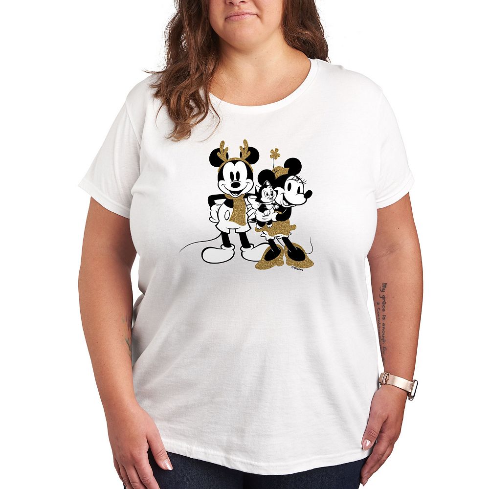 

Футболка с блестящим рисунком Disney's Mickey & Minnie Mouse Plus, белый