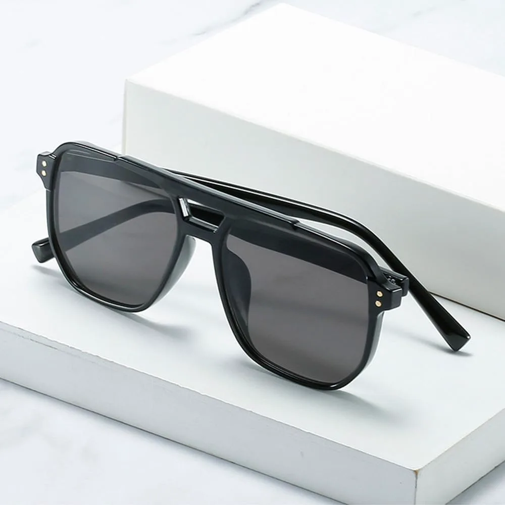 

Солнцезащитные очки MUTYNE в стиле ретро с двойной перемычкой, модные женские очки, солнцезащитные очки UV400, трендовые мужские солнцезащитные очки, Black Gray