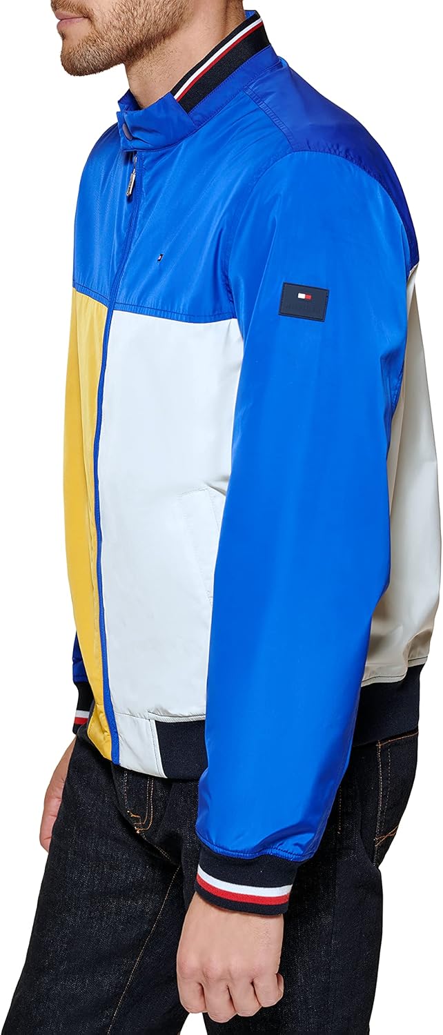 Легкая мужская куртка-бомбер Tommy Hilfiger Varsity Rib Knit, Blue Color Block — фото 3