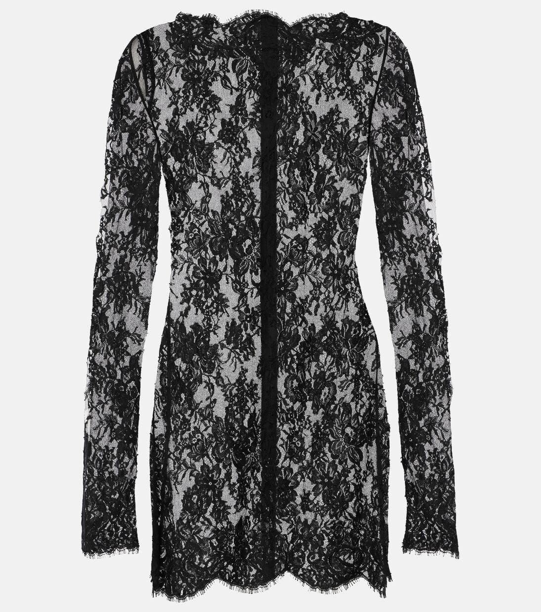 

Кружевное мини-платье Saint Laurent, черный