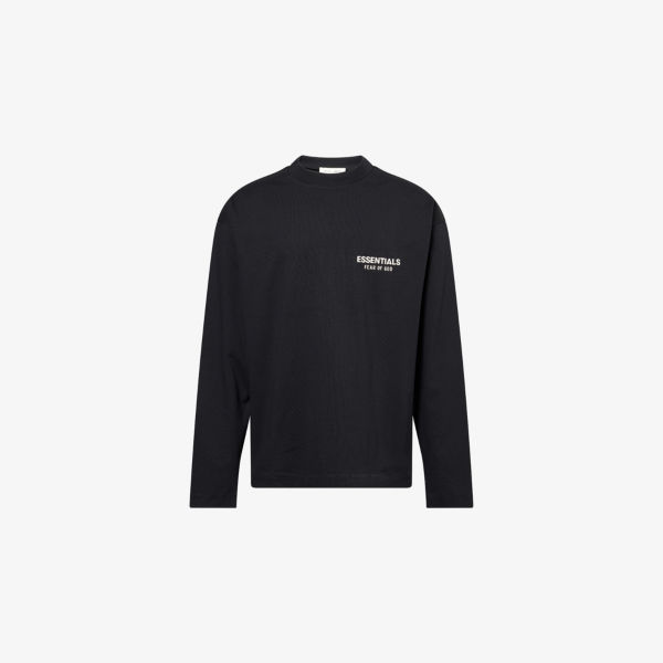 

Футболка с длинным рукавом из хлопка с логотипом Fear Of God Essentials, черный